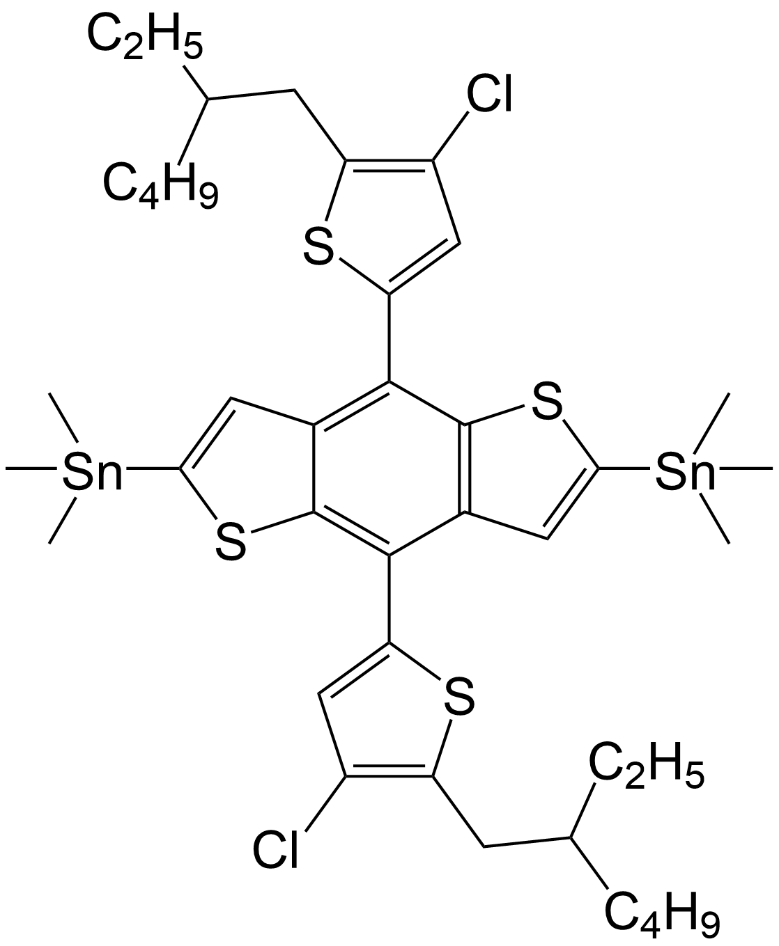 (4,8-二(4-氯-5-(2-乙基己基)噻吩-2-基)苯并[1,2-b:4,5-b']二噻吩-2,6-二基)双三甲基锡/2239295-69-1